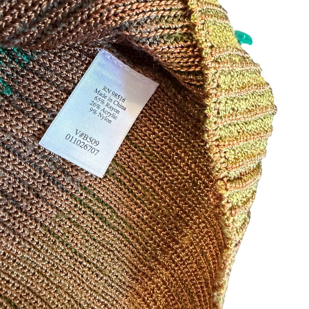 striped Knit Cardigan Single Button Earth Tone Sweater M Whimsygoth - Picture 6 of 9